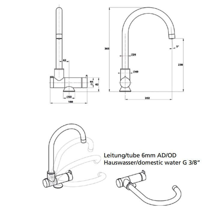 Soda water tap "Flex", 3-pipe