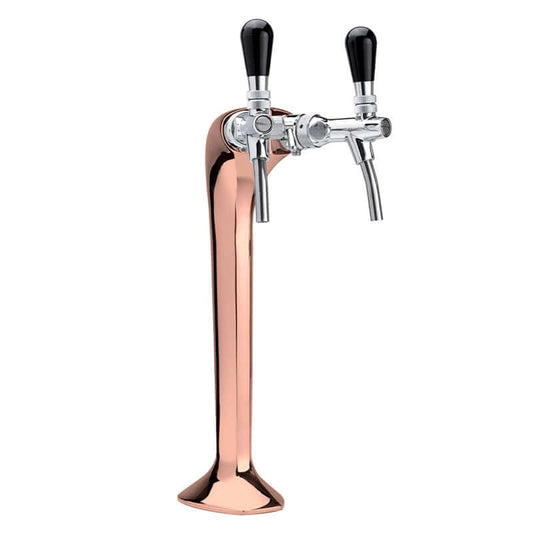 Schanksäule "Giotto" in Roségold mit zwei Auslässen für Getränke, ideal für moderne Bars und Lounges.