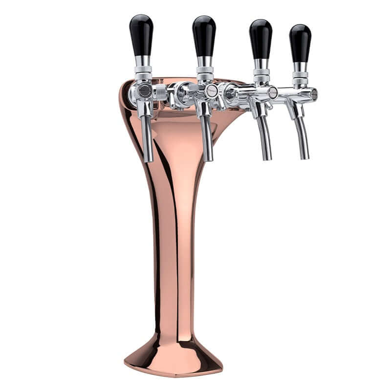 Schanksäule "Giotto" in Roségold mit 4 Getränkeleitungen für moderne Bars und Lounges.