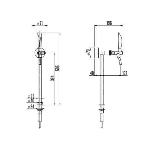Schanksäule "Lindr Tube Taplite", 1-leitig Maße