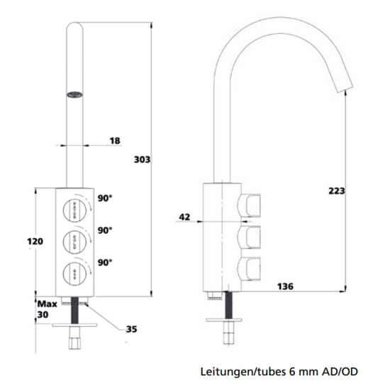 Soda water tap MISA 4000-1, 3-pipe