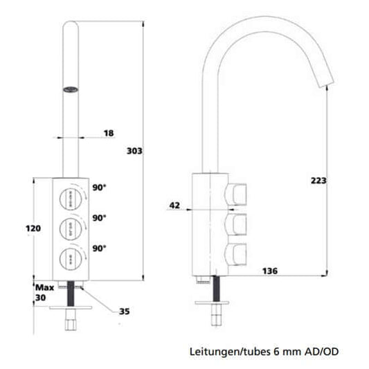 Soda water tap MISA 4000-1, 3-pipe