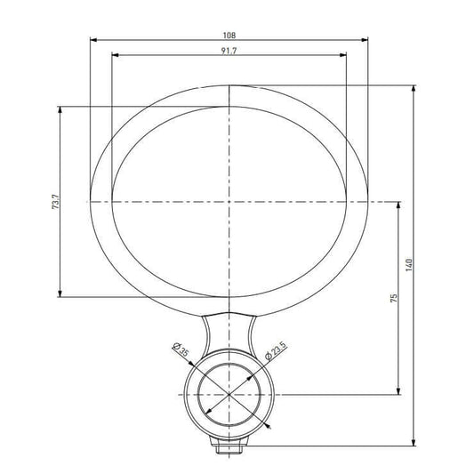 Medaillon Schanksäule horizontal, Chrom