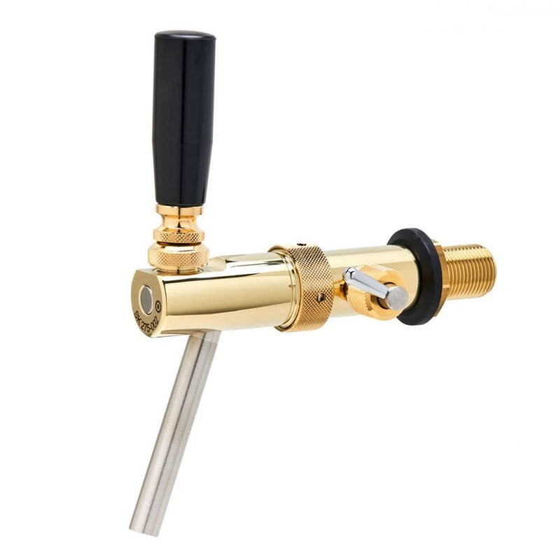 Kompensatorzapfhahn Raffeiner Eurostar Inox Gold für das Zapfen von Getränken, aus hochwertigem Edelstahl.