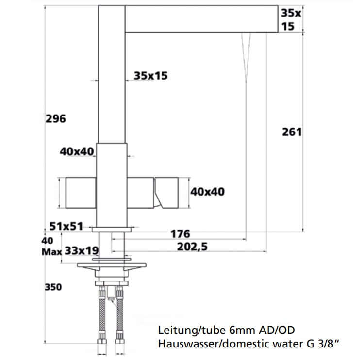 Soda water tap Poly, 3-pipe