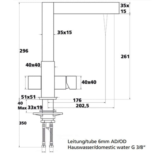 Soda water tap Poly, 3-pipe