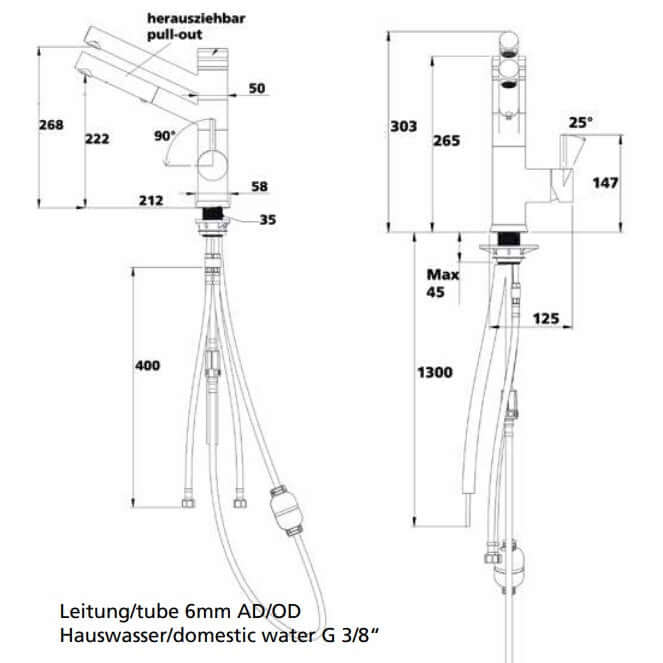 Soda water tap Three, 3-pipe
