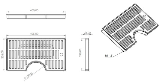 Drip plate structure with semicircular cutout