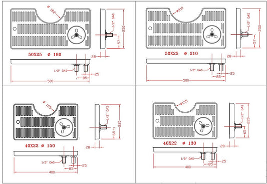 Semicircular drip tray structure with glass shower and drain