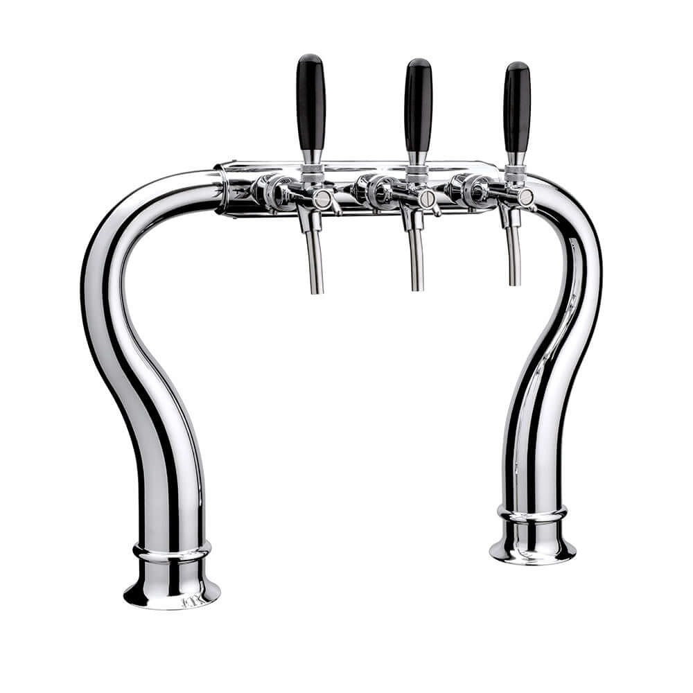 “Swan neck” dispensing column 1 to 6 lines, chrome-plated brass