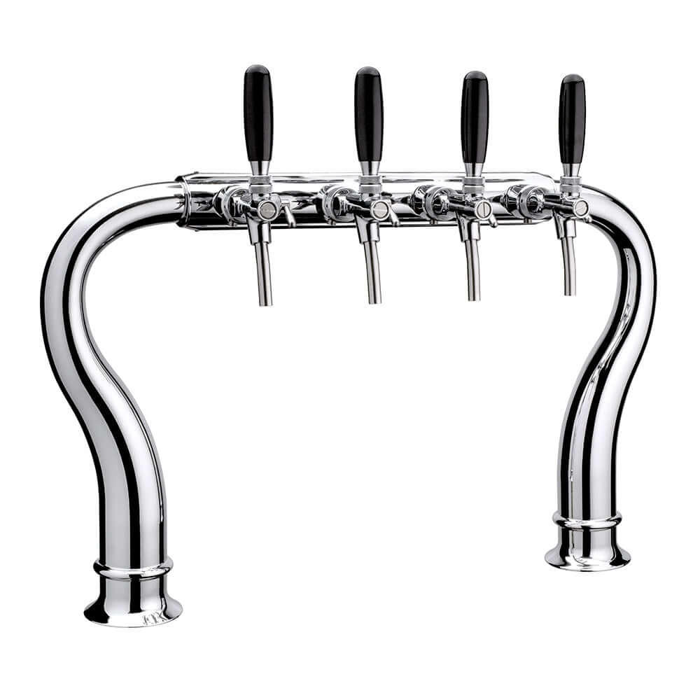 “Swan neck” dispensing column 1 to 6 lines, chrome-plated brass