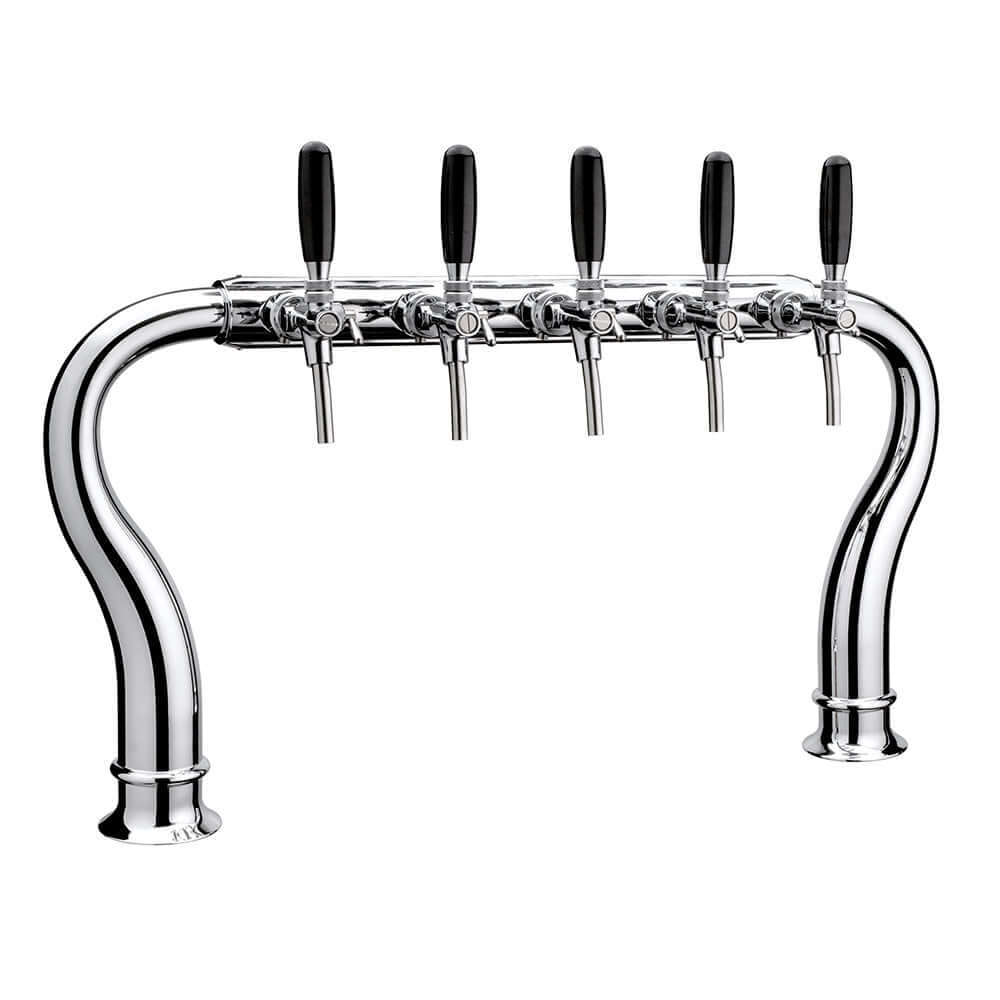 “Swan neck” dispensing column 1 to 6 lines, chrome-plated brass