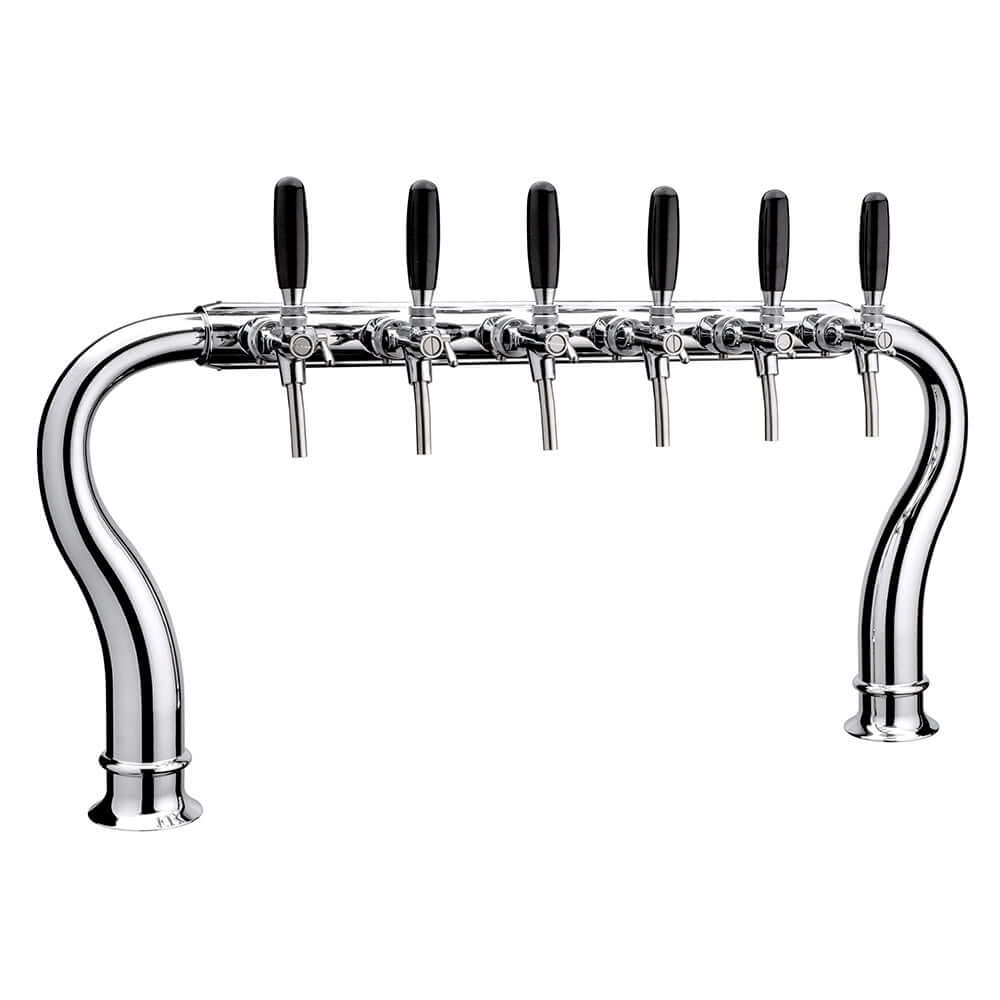 “Swan neck” dispensing column 1 to 6 lines, chrome-plated brass