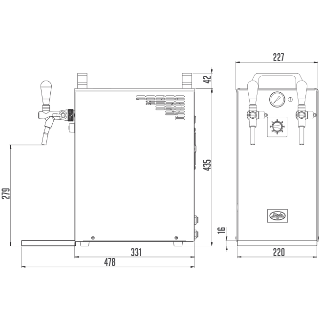 Lindr Zapfanlage 40/K Profi Green Line (2-leitig)