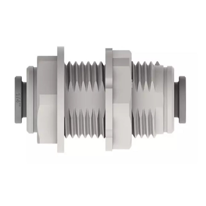 John Guest Schottverbinder mit dichtem Design zur sicheren Schlauchverbindung und minimalen Leckagerisiko.