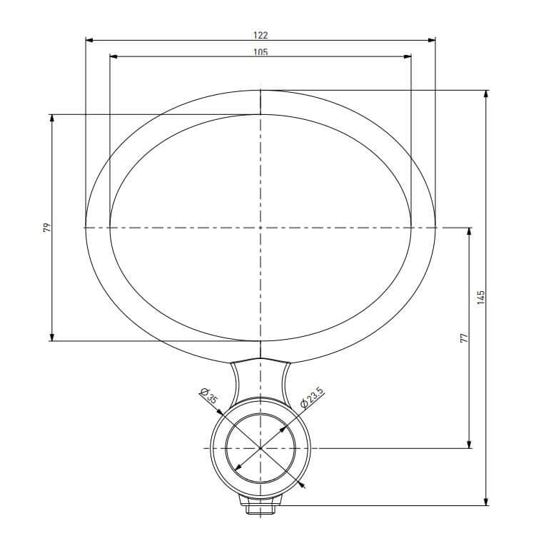 Medaillon Schanksäule horizontal, Chrom