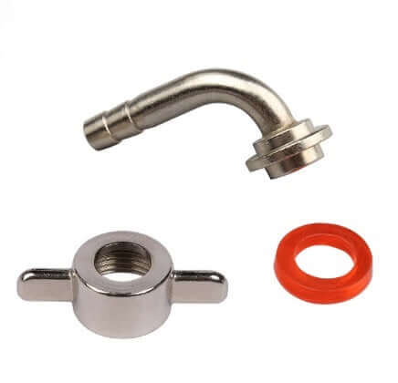 Screw connection set for beverage line, curved 5/8"