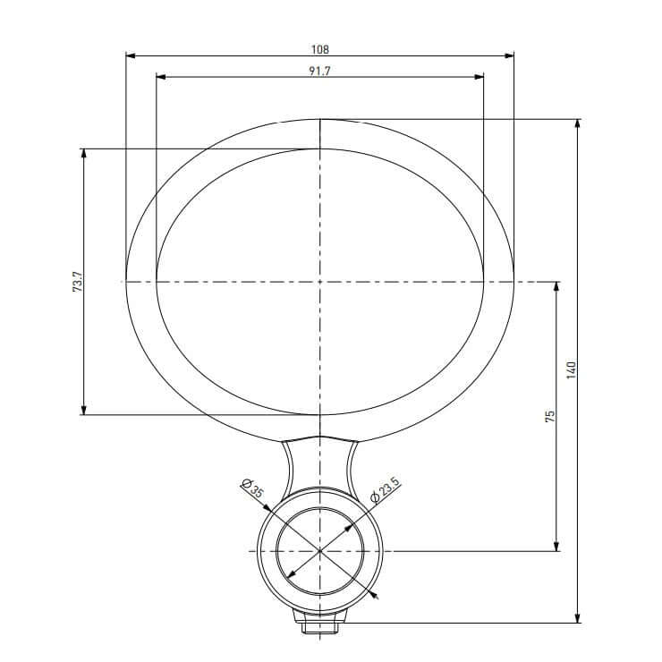 Medaillon Schanksäule horizontal, Chrom