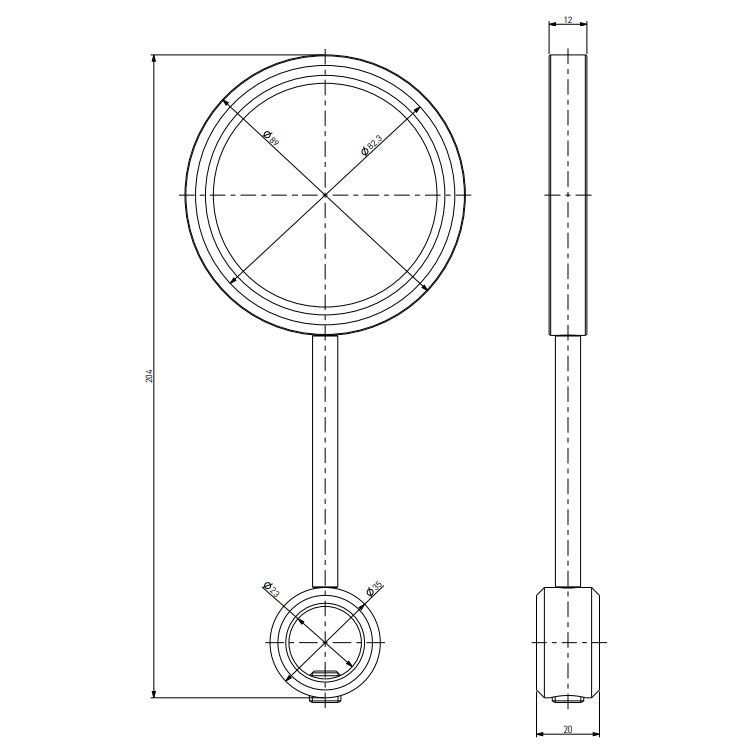 Medaillon Schanksäule rund, Chrom