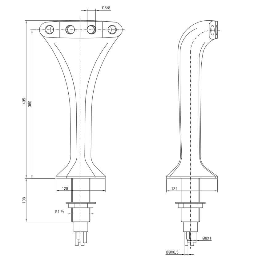 Colonne de distribution « Giotto » 1 à 4 lignes, chromée