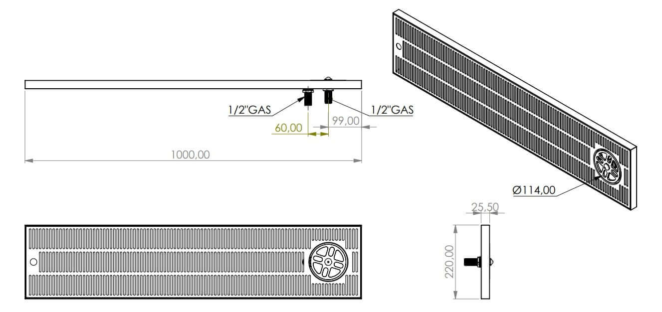 Drip tray structure with glass shower and drain