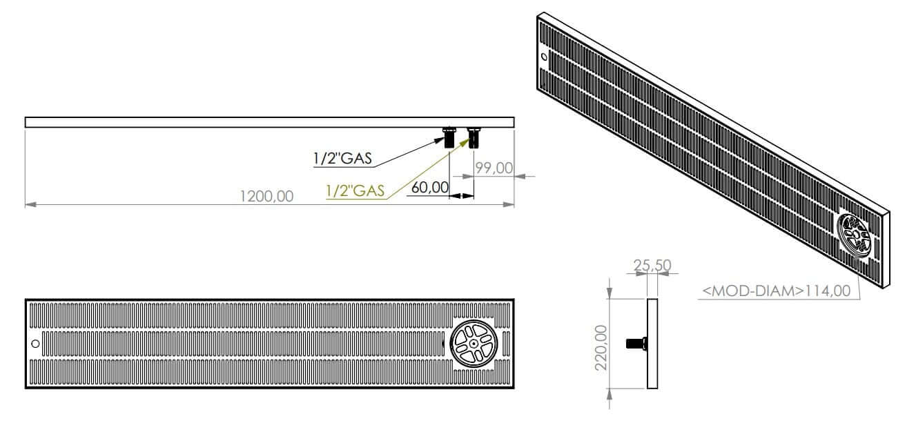 Drip tray structure with glass shower and drain