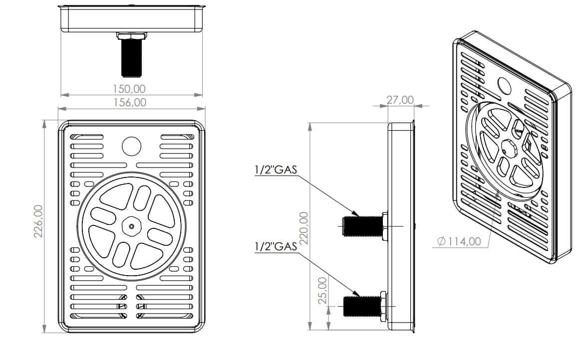 Drip tray structure with glass shower and drain