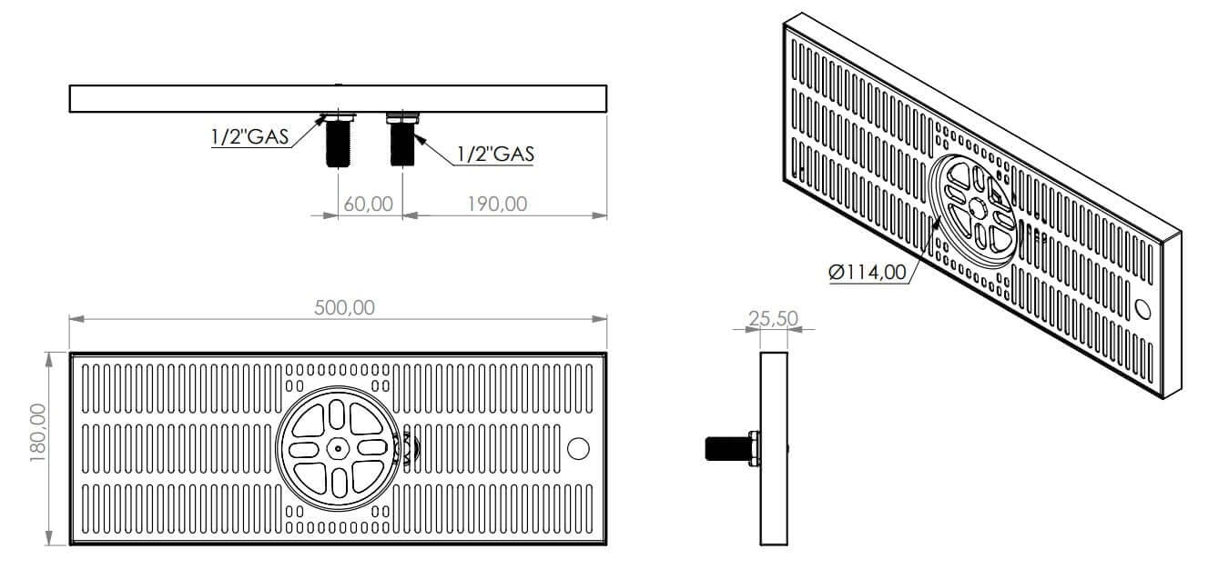 Drip tray structure with glass shower and drain