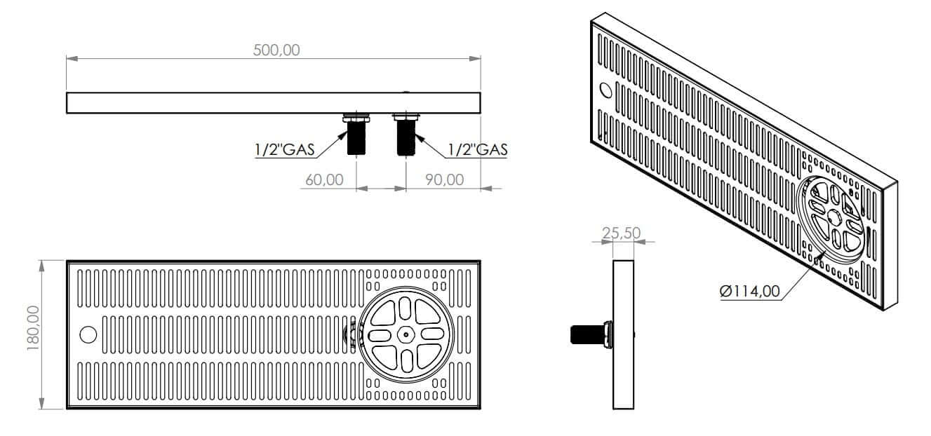 Drip tray structure with glass shower and drain