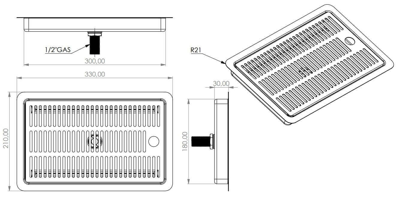 Drip tray installation with drain