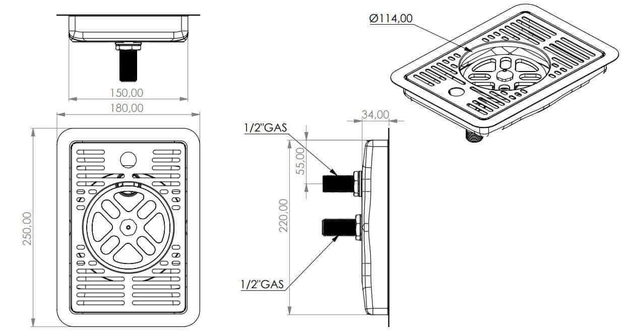 Drip tray installation with glass shower and drain