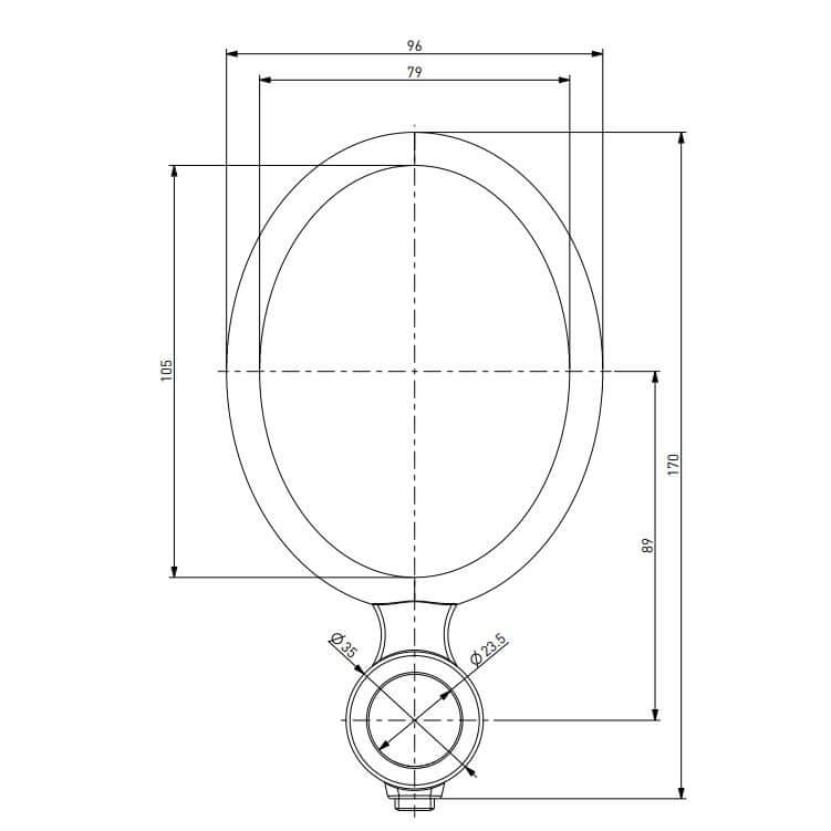 Medaillon Schanksäule vertikal, Chrom