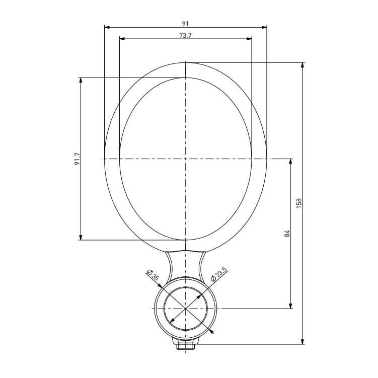 Medaillon Schanksäule vertikal, Chrom