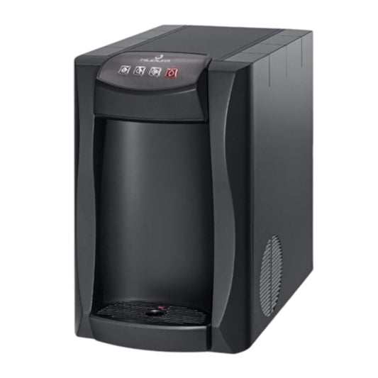 blupura Tafelwasseranlage HOT in modern black design for sparkling and still water.