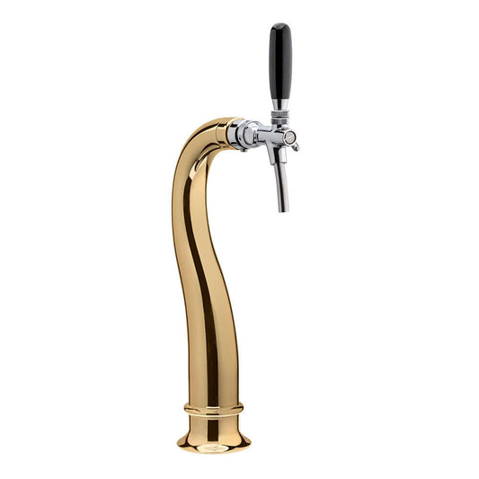 “Swan neck” bar column, 1-way, “gold-plated” brass