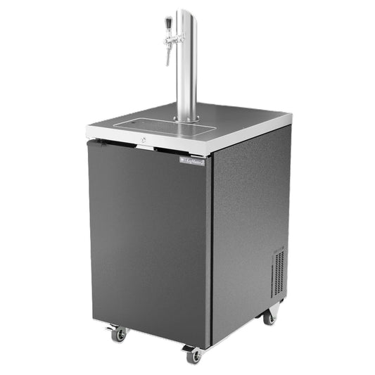 Zapfkühlschrank UBC Kegmaster 2 mit Edelstahl-Fasshahn und mobilem Design für perfekte Bierkühlung.