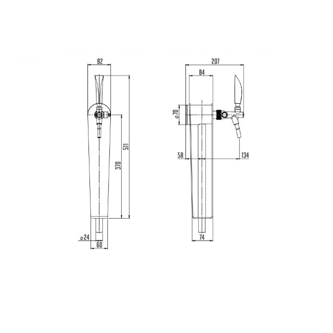 Schanksäule "Naked" 1-leitig